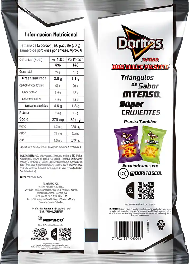 Doritos  Sabor Bbq Dulce Picante