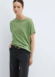 Camiseta Lint Verde Talla S Mujer Mango