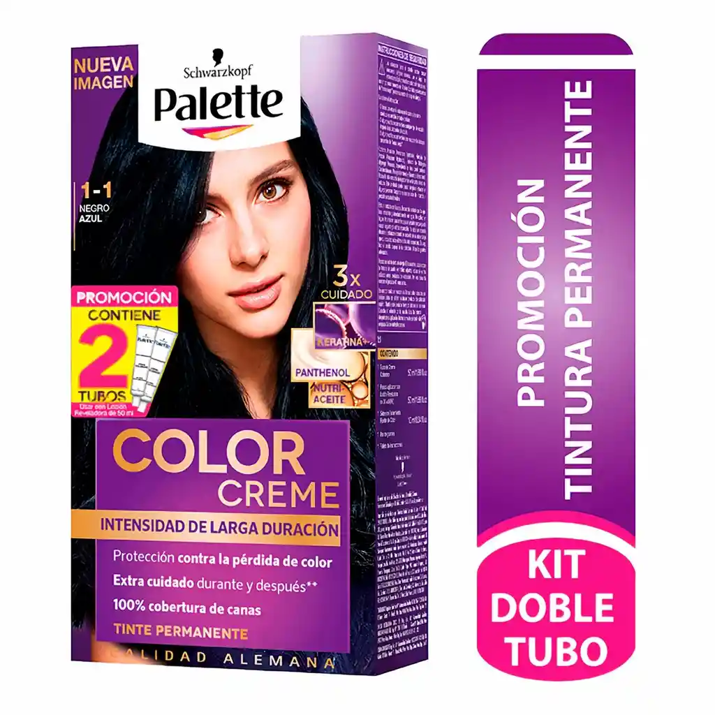 Palette Tinte Capilar Permanente Tono Negro Azul