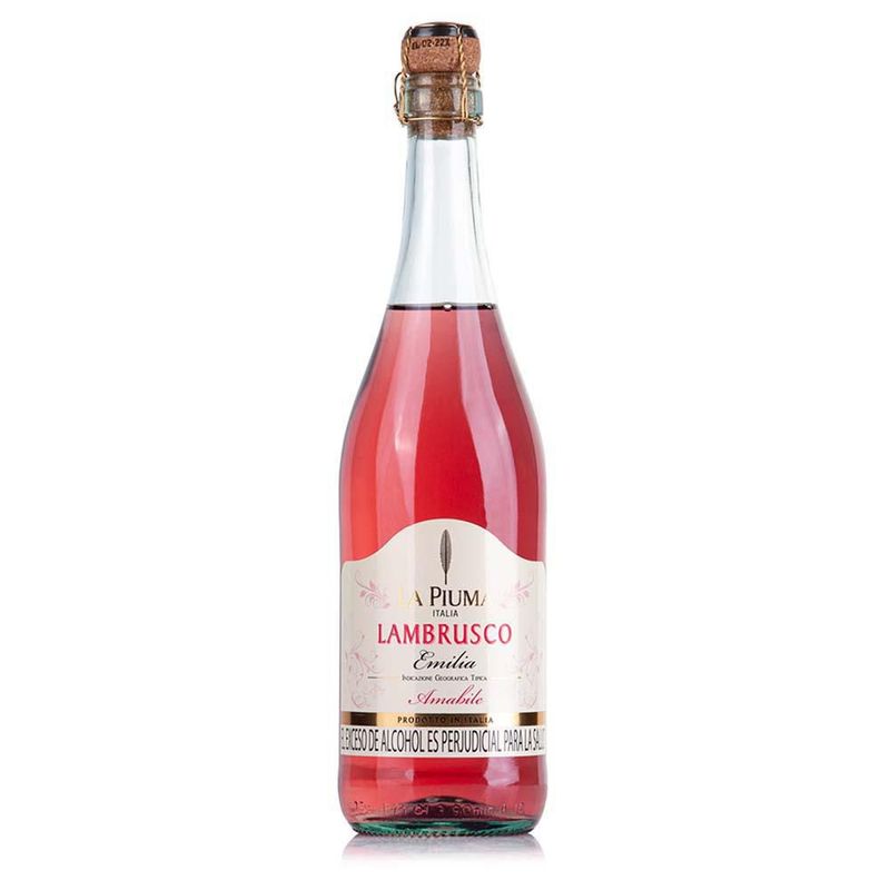 La Pluma Vino Lambrusco Rosado Marca Exclusiva 750 ml