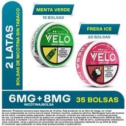 VELO Bolsas de Nicotina Menta Verde 6MG & Fresa Ice 8MG