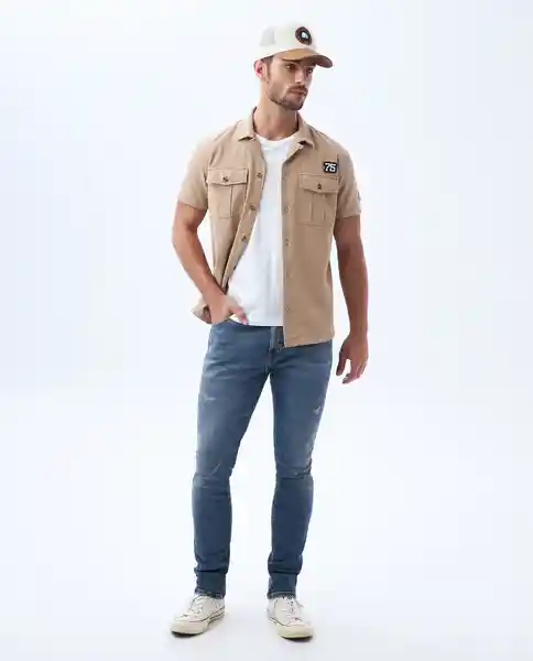 Camisa Hombre Beige Talla XL 812F001 Americanino