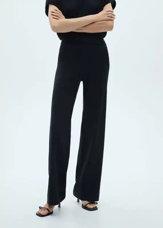 Pantalón Plisati-w Negro Talla M Mujer Mango