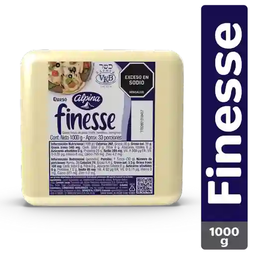 Queso Finesse Queso Mozarella Finesse Porcionado en Tienda