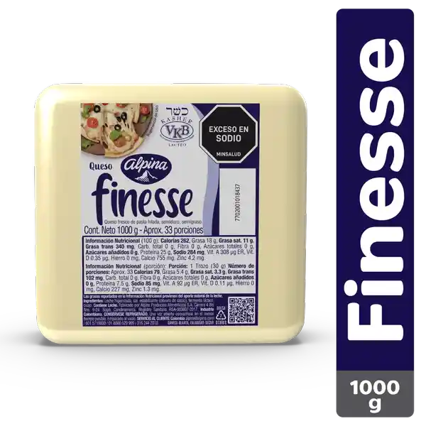 Queso Finesse Queso Mozarella Finesse Porcionado en Tienda