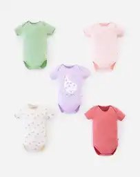 Set de Bodies Manga Corta Bebito Cometa Niña X5 Baby Fresh