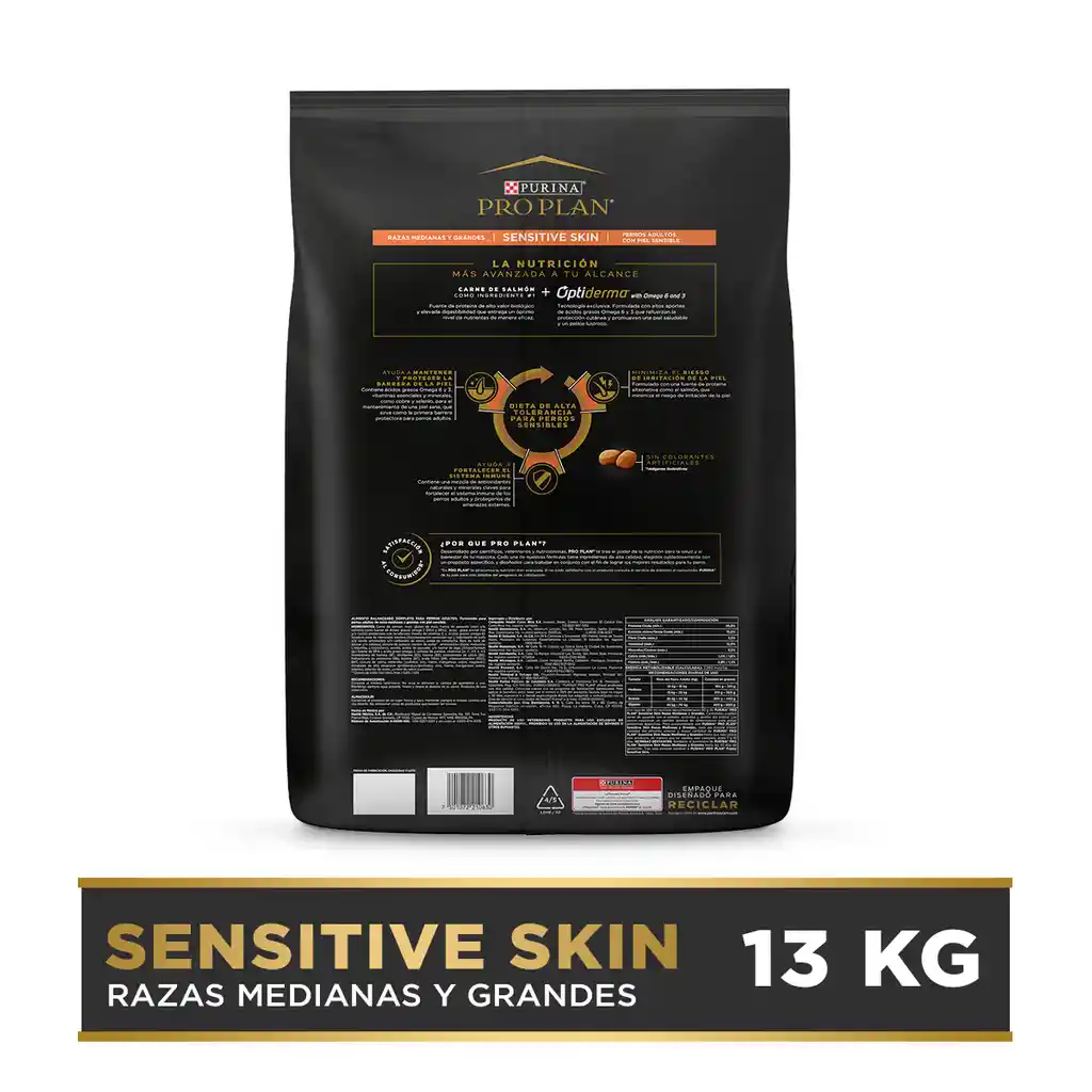 Comida para perros adultos piel sensible razas medianas y grandes Purina Pro Plan x 13 kg