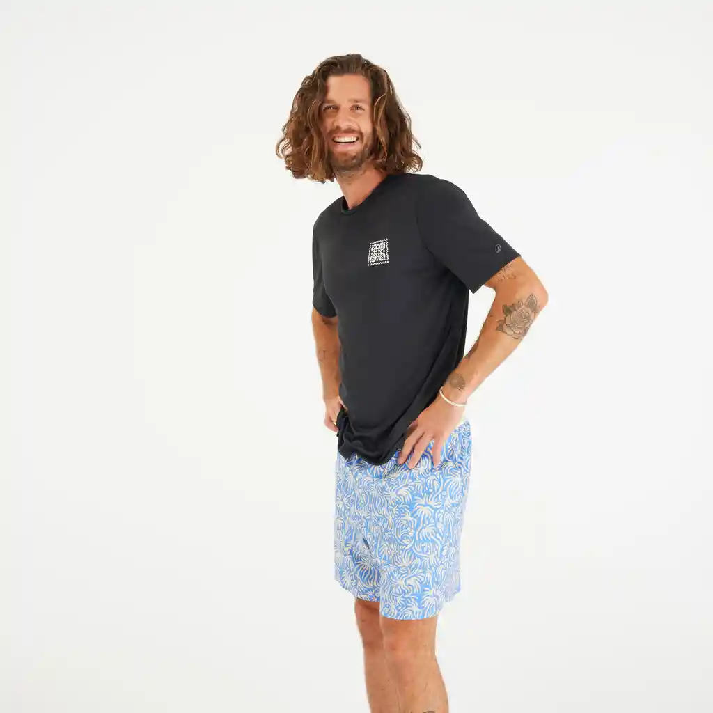 Camiseta Manga Corta Upf 50+ Surf Hombre Blackflower Negro
