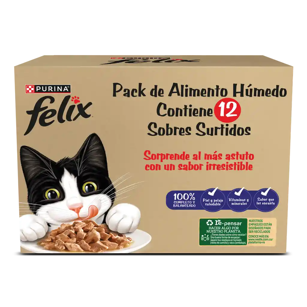 Comida húmeda para Gatos Purina Felix Fantastic Precio Especial x 12 Sobres