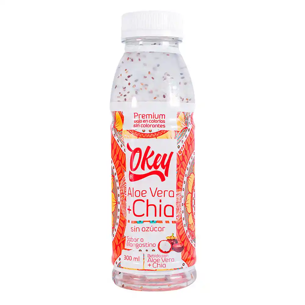 Okey Bebida con Aloe Vera+Chía Sabor Mangostino
