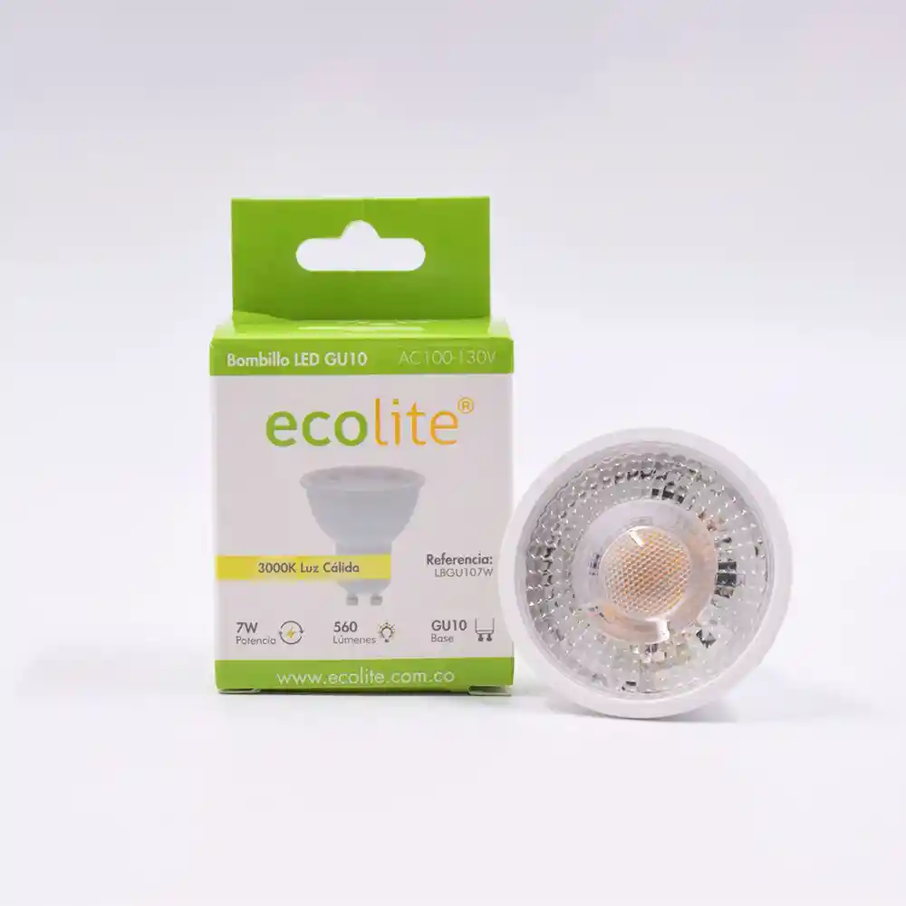 Bombillo Led 7w Cálido Base Gu10 Ecolite Lbgu107wc