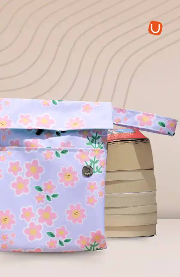 Funda Gold Para Libros Flores Lila