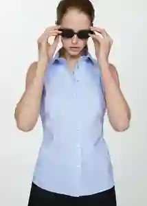 Camisa Paula Azul Talla M Mujer Mango