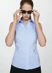 Camisa Paula Azul Talla M Mujer Mango
