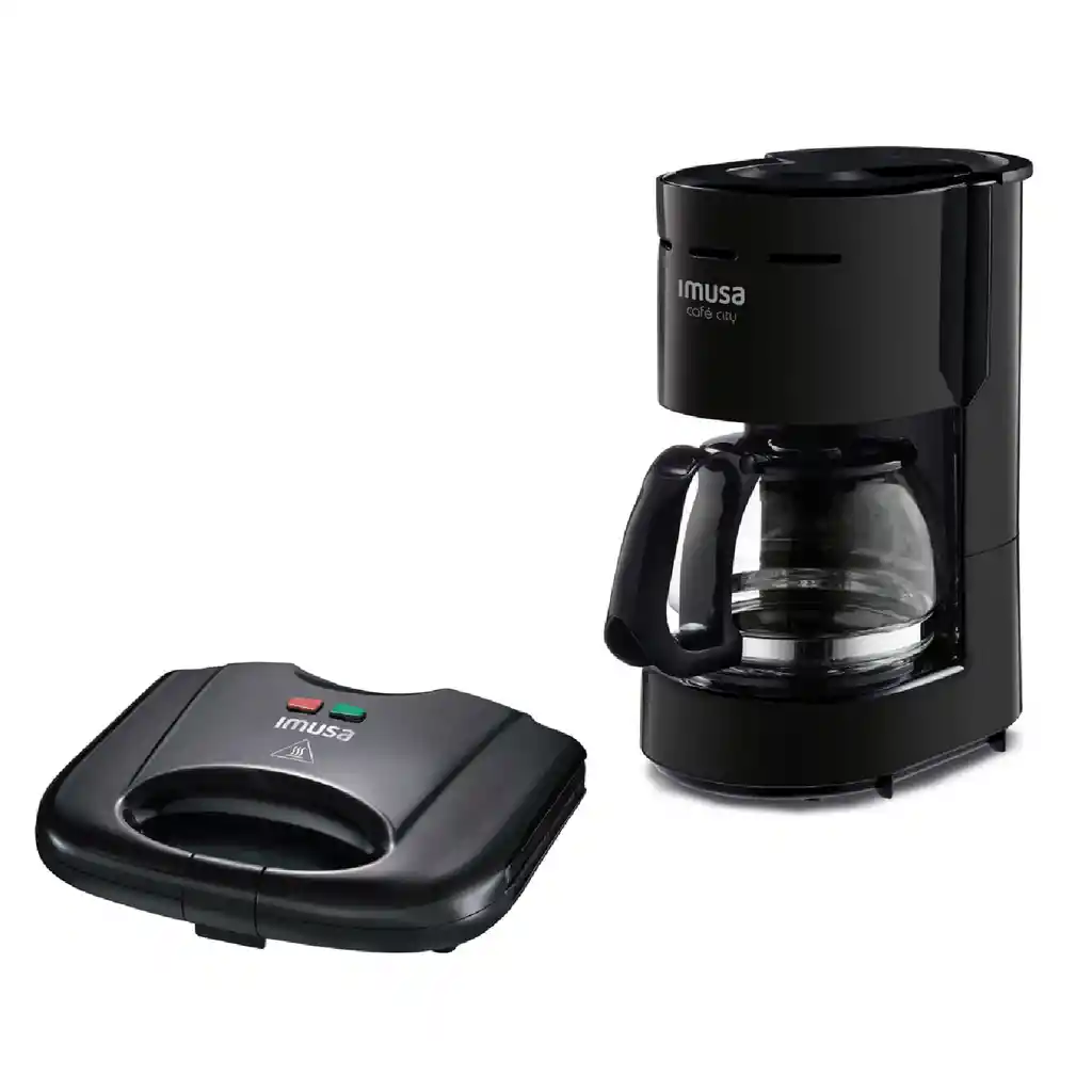Combo Imusa Cafetera Cafe City + Sanduchera Basic Negra