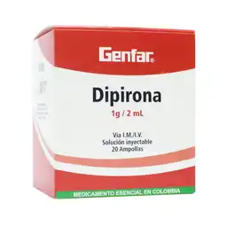 Dipirona solución inyectable (1 g/ 2 ml)