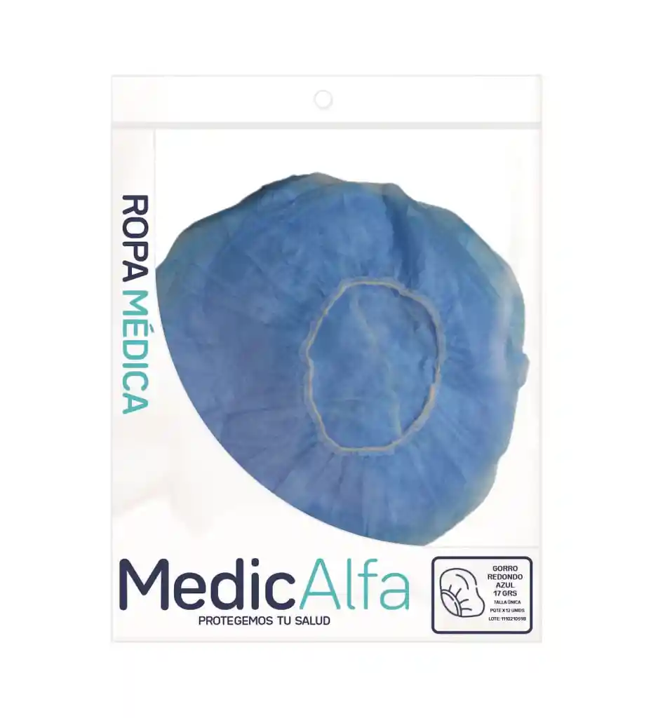 Medic Alfa Gorro Quirúrgico Azul x 12 Unidades