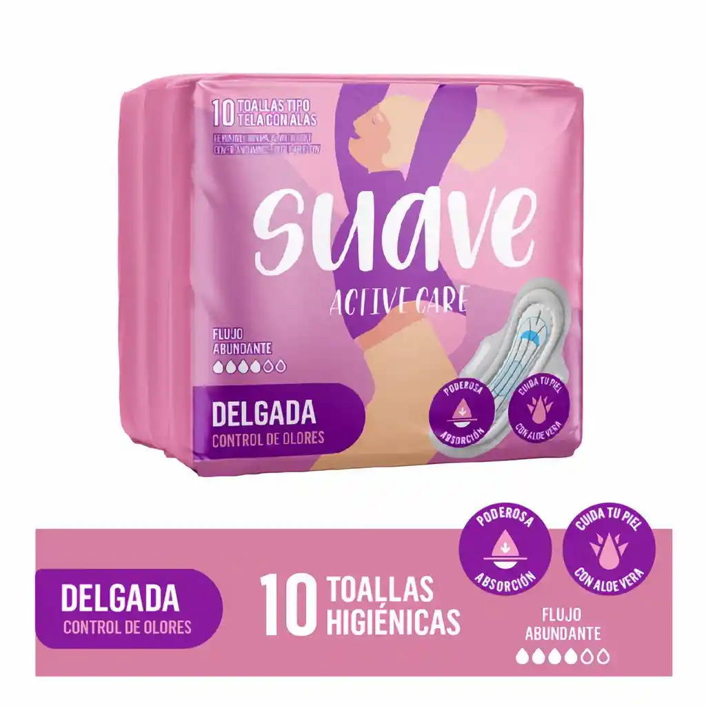Suave Toallas Higiénicas Active Care Delgadas