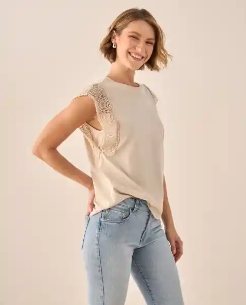 Camiseta Beige Ostra Claro Talla L 609G004 Esprit