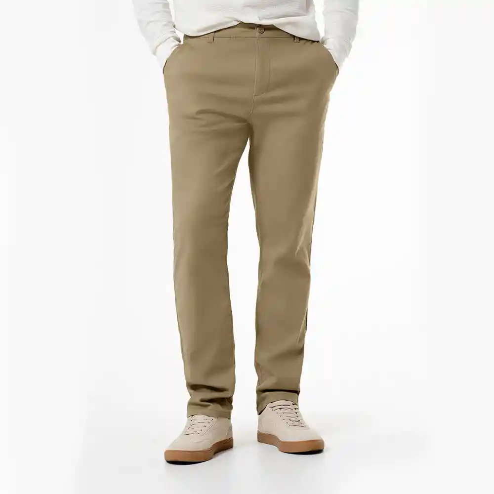 Pantalón Tipo Chino Tiro Medio Slim Fit en Algodón Masculino Agutty Gef Talla 30