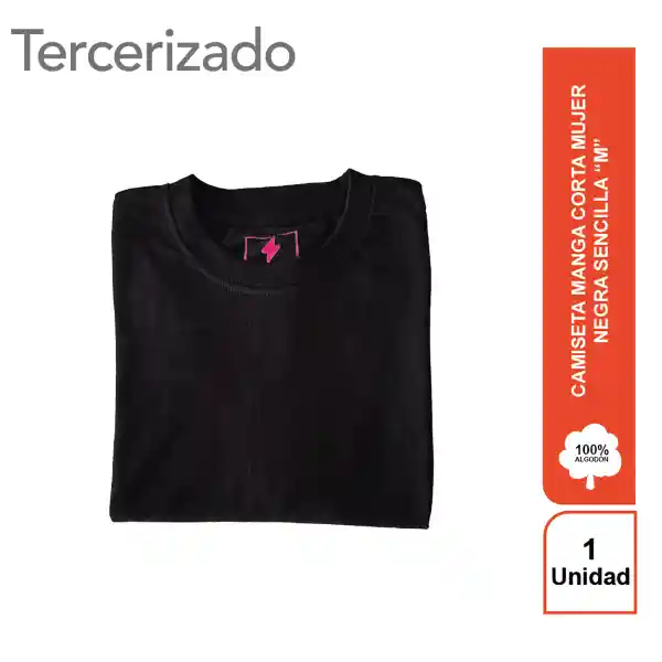 Rayito Camiseta Mujer Negra Básica M