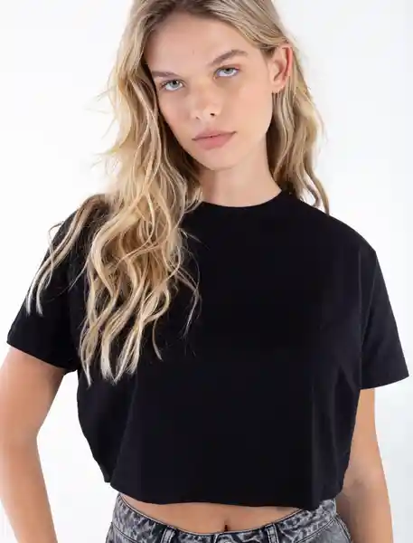 Camiseta Cropped Manga Corta Negro Puro Ultra Talla M Naf Naf