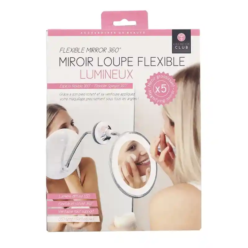 COSMETIC CLUB Espejo Flexible Con Luz Y Aumento X 5. Colores: Blanco. Marca: . Medidas: 8 Cm Diámetro. Sku 212447