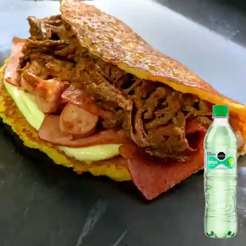 Carne Desmechada la 52 con 6 Toppings +Agua Brisa c/gas Lima Limón 600ml