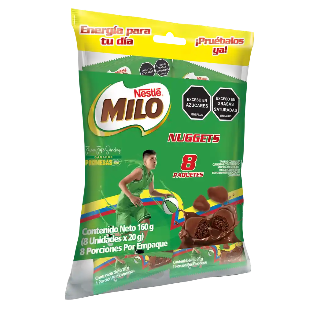 MILO NUGGETS cubiertos con sabor a chocolate 8 Unds x 160g