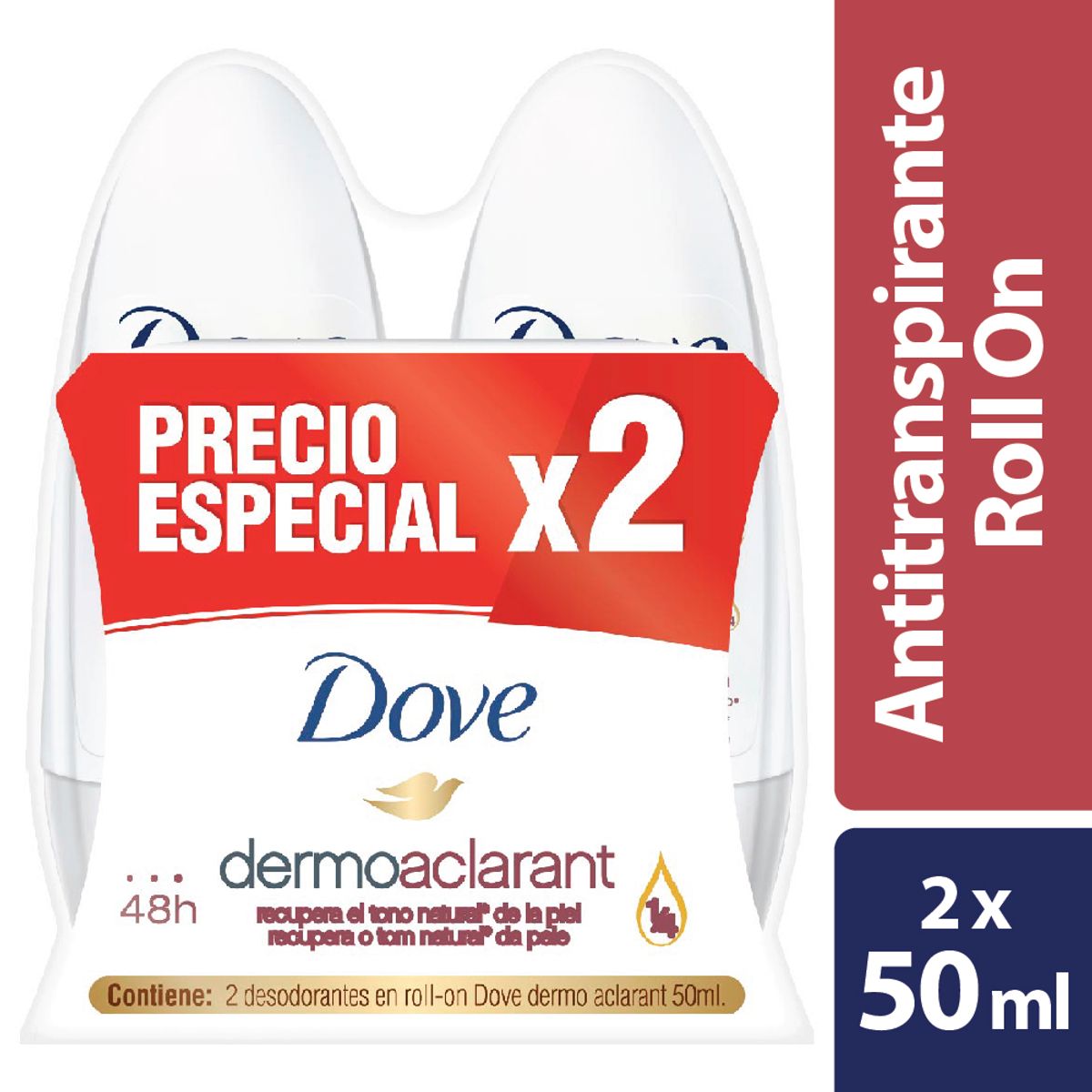 Dove Antitranspirante Dermo Aclarant en Roll On 50 ml