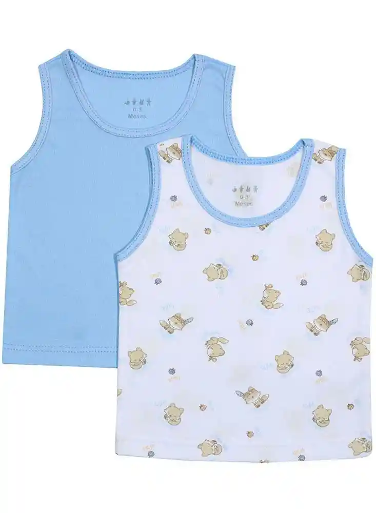 Camiseta Manga Sisa X 2 Bebe 18/24mese - Azul Clte