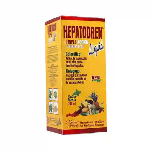 Hepatodren Solución Oral Triple Acción Líquida Sabor a Menta