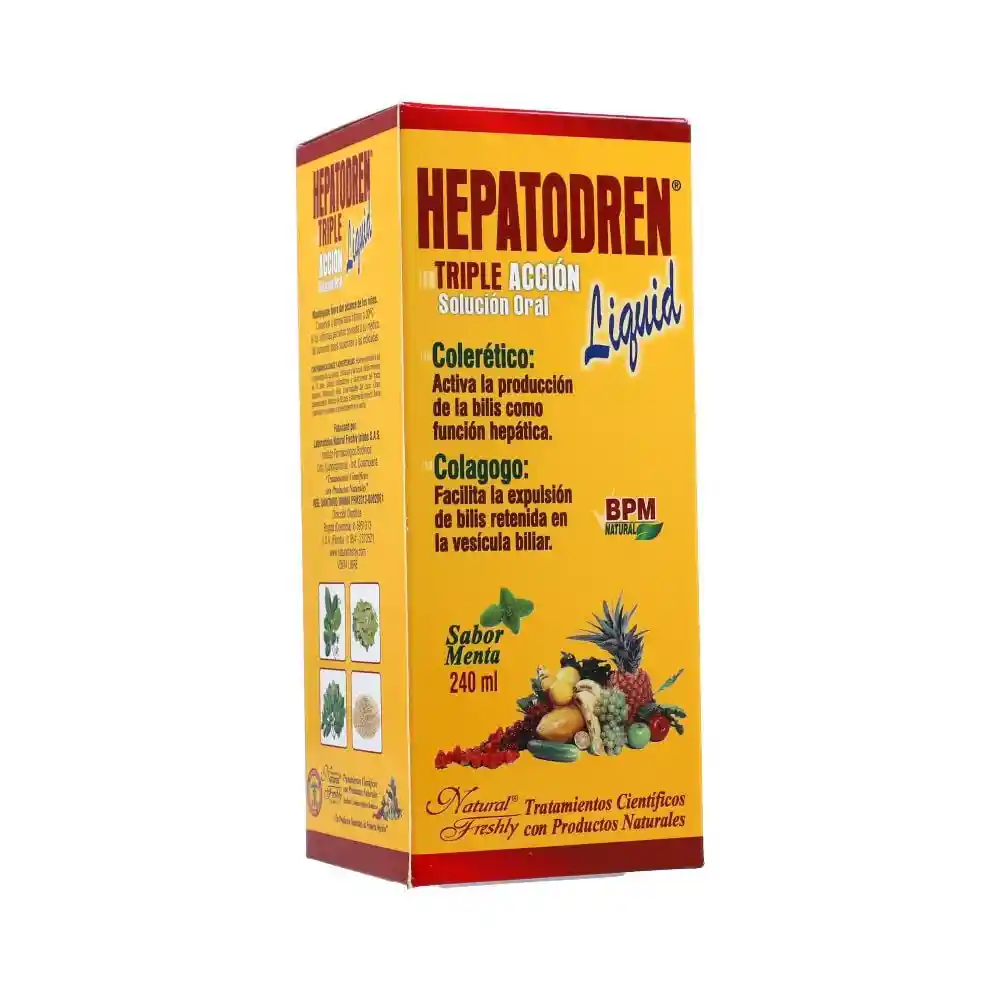 Hepatodren Solución Oral Triple Acción Líquida Sabor a Menta