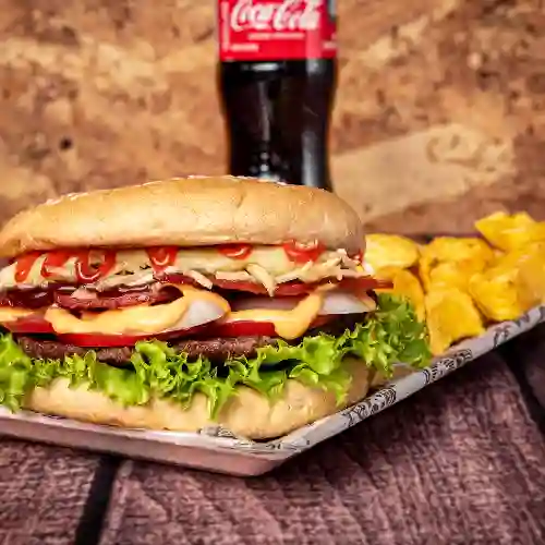 Hamburguesa +Papasrusticas+coca Mini