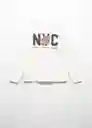 Buzo Sudadera Nyc Offwhite Talla 14 Niños Mango