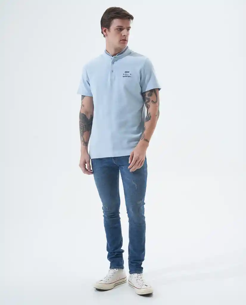 Camisa Polos Hombre Azul Talla M 801f009 Americanino