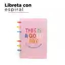 Miniso Cuaderno Argollado 96 Hojas Rayado Arcoíris Rosa