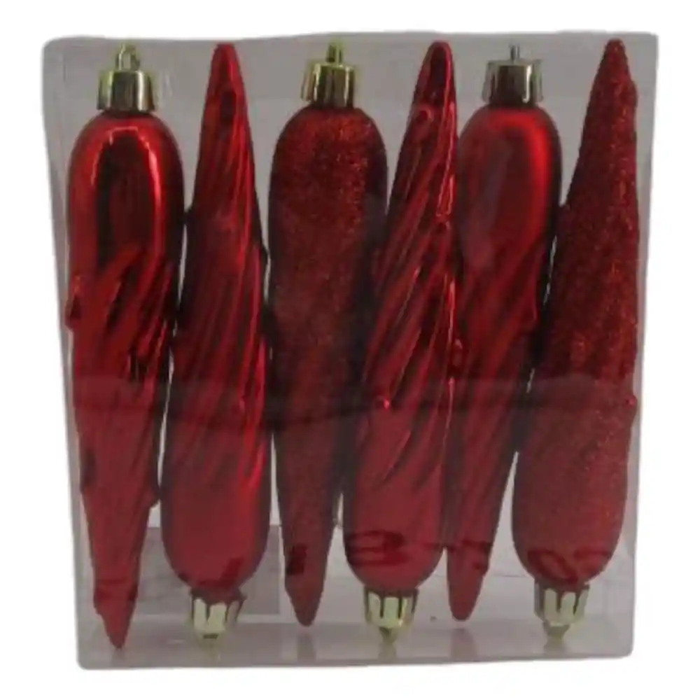 Set X 6 Ornamentos Lagrimas Nav Rojo - Ref Nb2330-2056