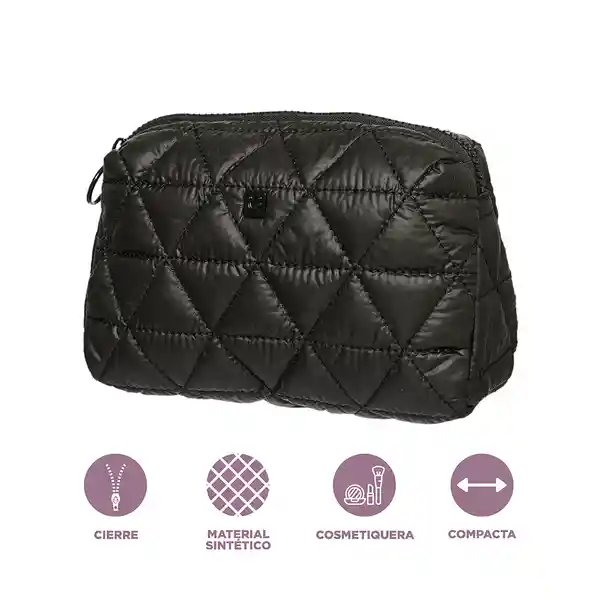 Cosmetiquera Nylon Acolchado Triangulos Negro Serie Miniso