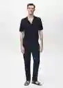Camisa Lino Navy Talla S Hombre Mango