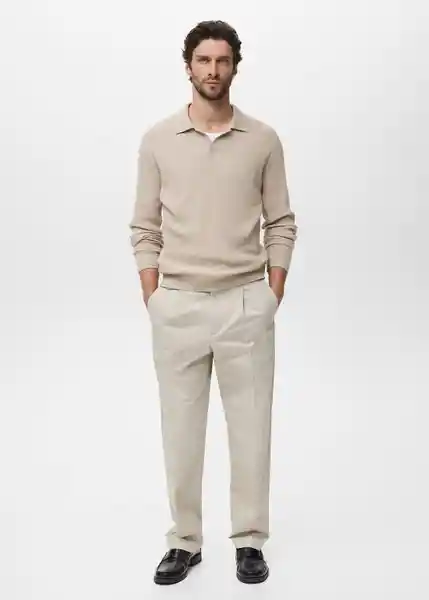 Camiseta Polo Antiguas Beige Talla S Hombre Mango