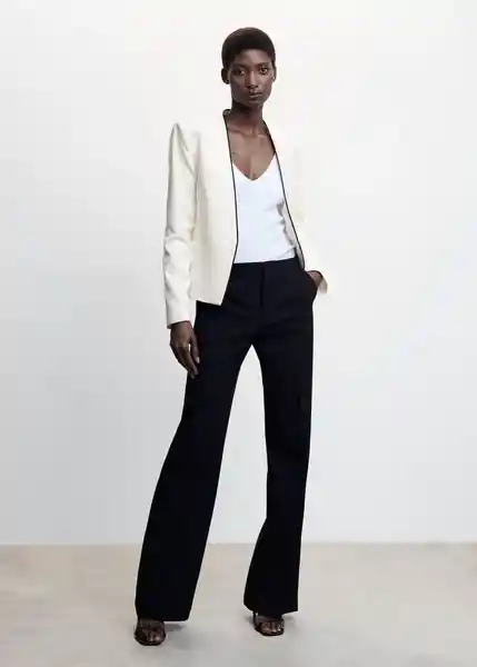 Blazer Americana Leli Off White Talla L Mujer Mango