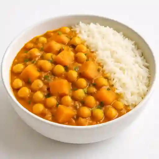 Curry de Garbanzos y Calabaza con Arroz