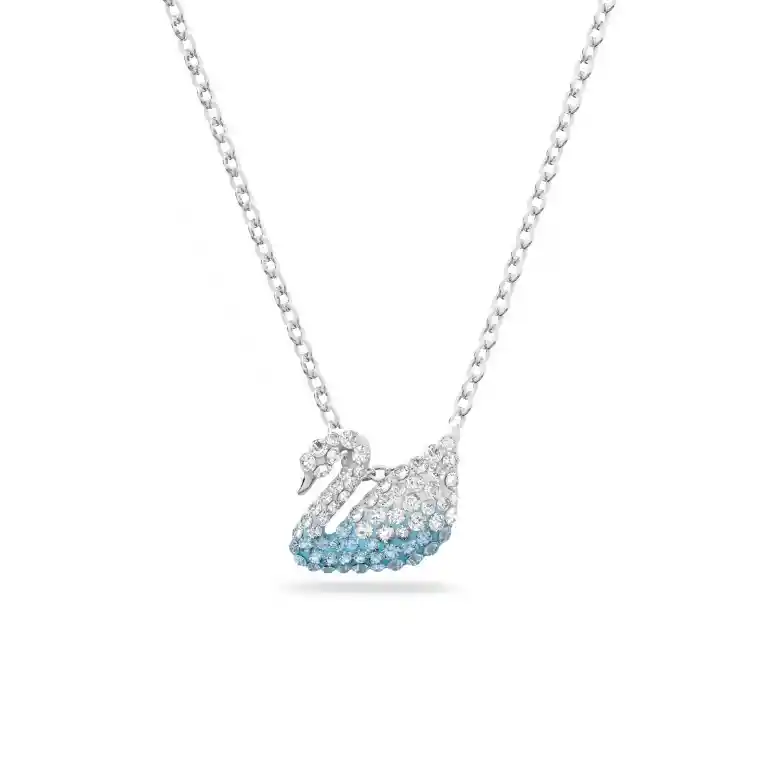 Swarovski Collar Iconic Swan Pendant Rhodium Silver Blue