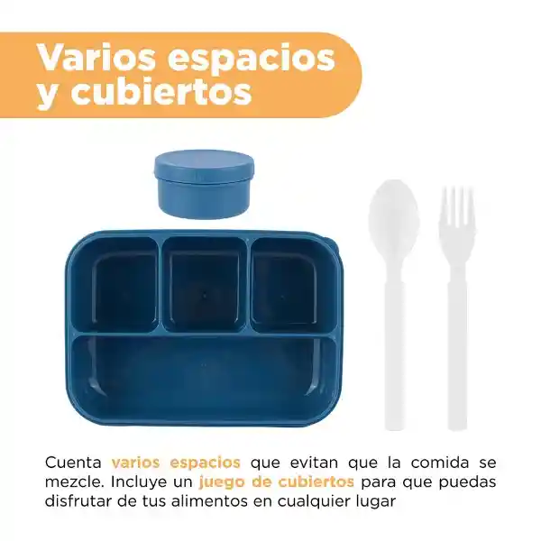 Contenedor Para Alimentos Azul y Negro 1300 mL Miniso