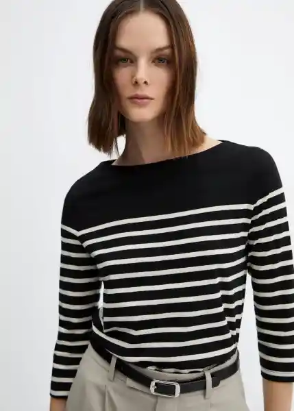 Camiseta Parisian Negro Talla S Mujer Mango