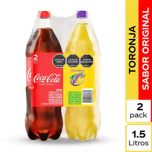 Coca-Cola Gaseosa Sabor Original 1.5 L + Quatro Gaseosa 1.5 L