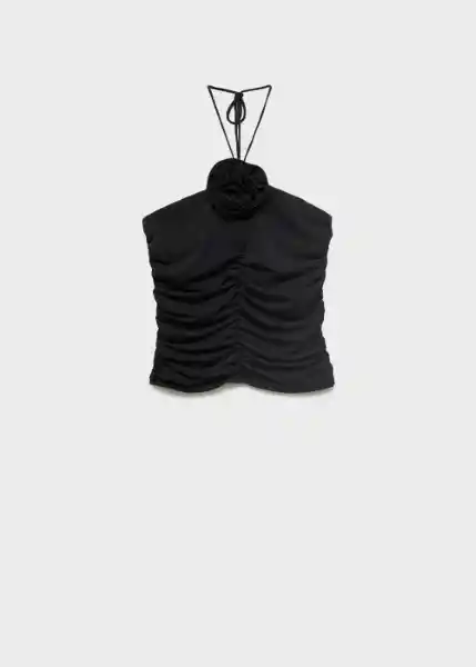Top Sage Negro Talla S Mujer Mango