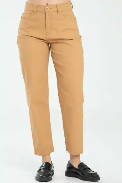 Pantalón Mom Cinco Bolsillos Color Beige Oscuro Talla 12 Ragged