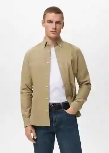 Camisa Oxford Khaki Talla M Hombre Mango